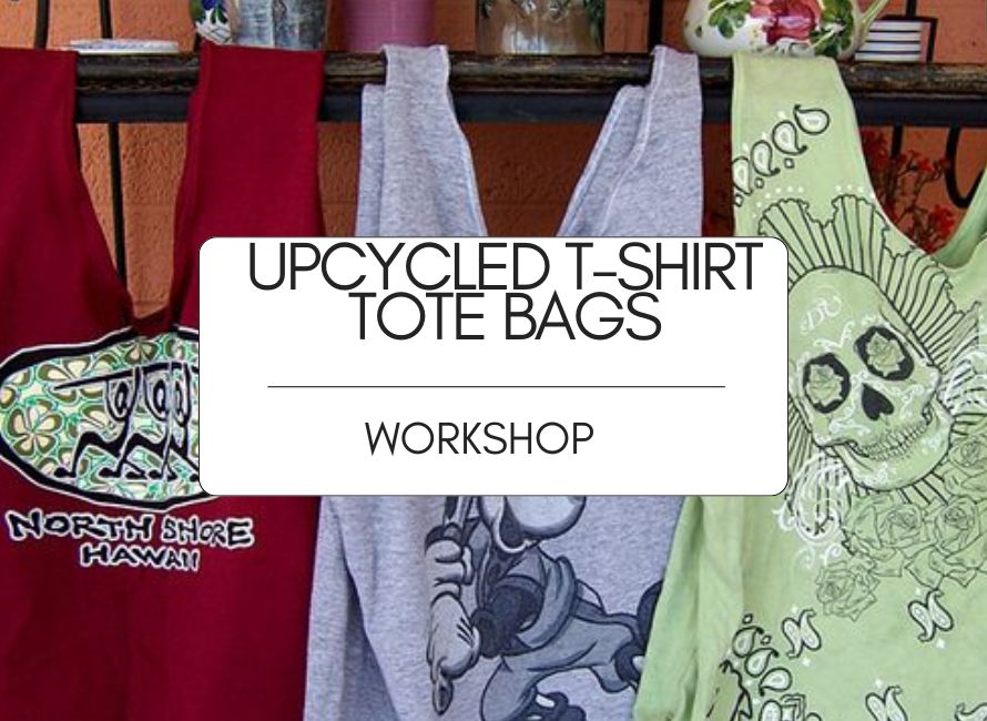 upcycled tote bags makerspace workshop graphic