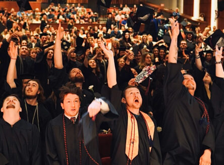 students celebrating at graduation from FVCC