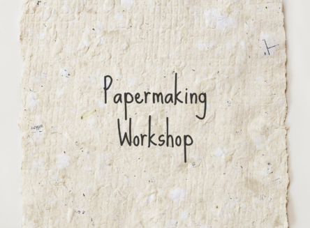 Paper making workshop text on top of homemade paper