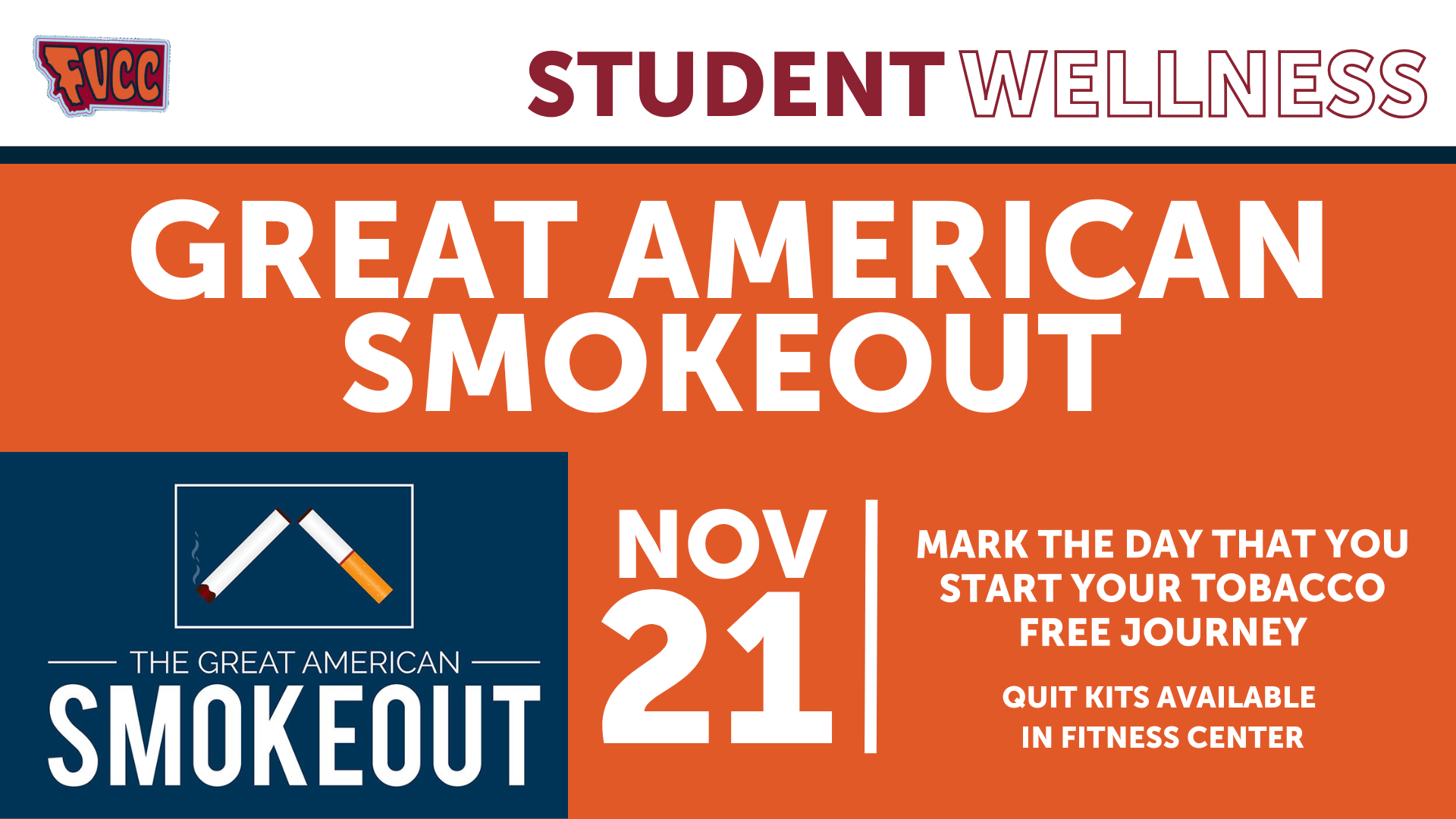 event tile for great american smokeout with date and location