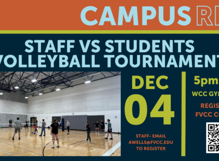 event tile for staff vs students volleyball tournament date time and location