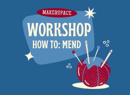 Makerspace workshop how to mend. Graphic of tomato pin cushion