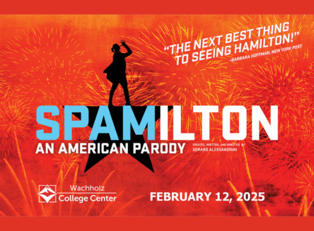 Spamilton poster, 5 point star with top of star being replaced by spamilton person