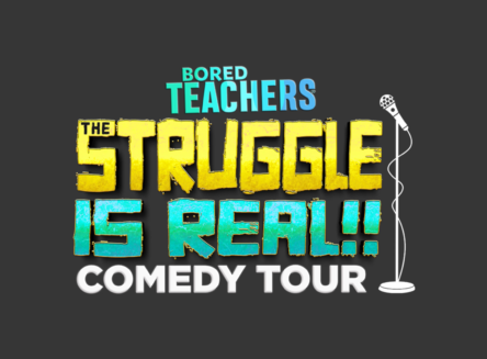 board teachers the struggle is real comedy tour. Microphone to right